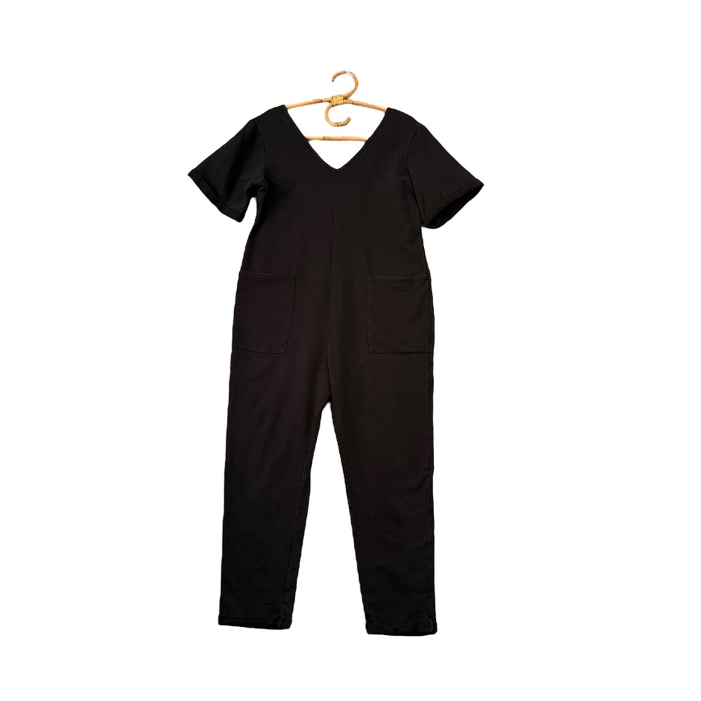 Smash + Tess | Black Short Sleeve V-Neck Romper Jumpsuit Size M